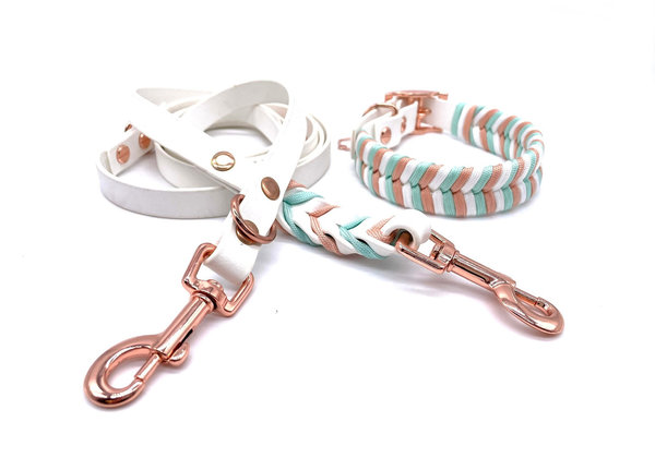 melted. Hundehalsband und Leine im Set oder Einzeln „White Apricot“
