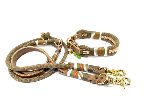Verstellbares Hundehalsband mit Lederverschluss und Leine im Set oder Einzeln „“